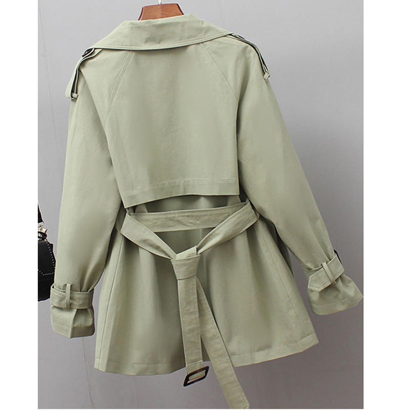 Women Short Trench Spring Windbreaker Coats Casual Loose Safari Clothes Fashion Stand Collar Drawstring Female Trench Coat 201030