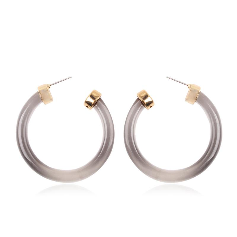 Resin Acrylic C-Shaped Transparent Grey Gold Alloy Button Round Earrings 
Resin Acrylic C-Shaped Transparent Grey Gold Alloy Button Round Earrings