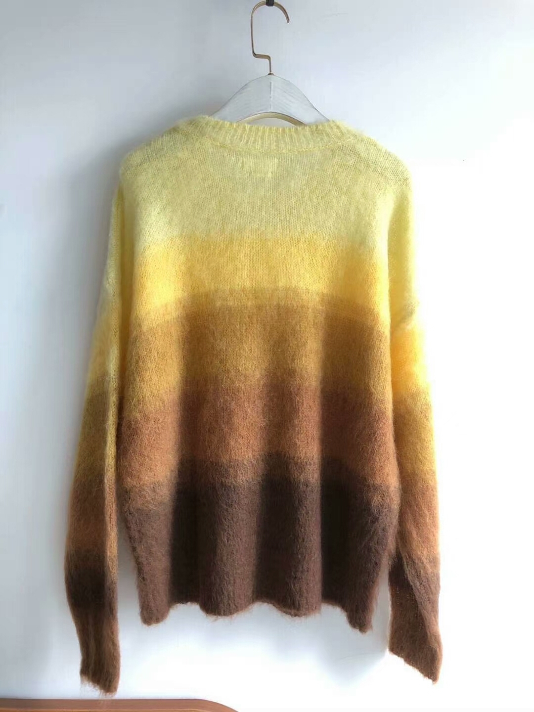 Gentle Colors Women Sweater Gradient Rainbow Color Mohair Pullover Sweater 201221