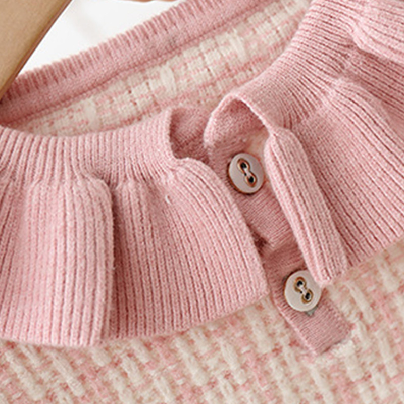 Humor Bear Girls Clothes Suit Autumn Winter New Plaid Doll Collar Girls Sweater+Skirt Sets Baby Kids Children Girls Clothing Y1107