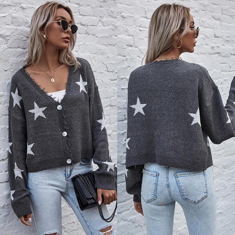 Women Star Printed Casual Long Sleeve Single Breasted Sweater Coat Jackets Tops Ladies Buttons Winter Autumn Trip Work Outwear, Dark gray
Women Star Printed Casual Long Sleeve Single Breasted Sweater Coat Jackets Tops Ladies Buttons Winter Autumn Trip Work Outwear, Dark gray