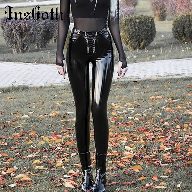 InsGoth High Waist Bodycon Faux Leather Pants Gothic Streetwear Lace Up Light Leather Long Trousers Casual Party Female PU Pants Y200418, Black
InsGoth High Waist Bodycon Faux Leather Pants Gothic Streetwear Lace Up Light Leather Long Trousers Casual Party Female PU Pants Y200418, Black