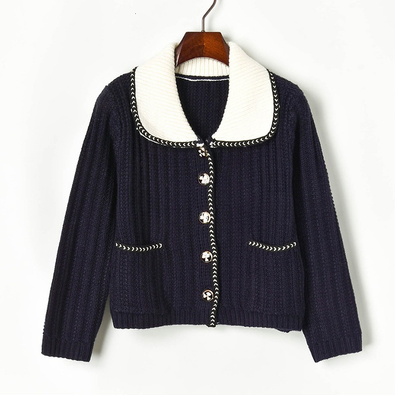Recent Runway Cardigans Luxury Candy Women' Buttons Peter Collar Coat 2021 Autumn Malha Female Bluffs High Quality 91j6, Navy blue.
Recent Runway Cardigans Luxury Candy Women' Buttons Peter Collar Coat 2021 Autumn Malha Female Bluffs High Quality 91j6, Navy blue.
