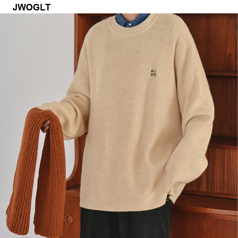 Autumn Korea Mens Pullover ONeck Mens Sweater Solid Color Long Sleeve Knit Sweaters Men Casual Pull Men Clothing 201221