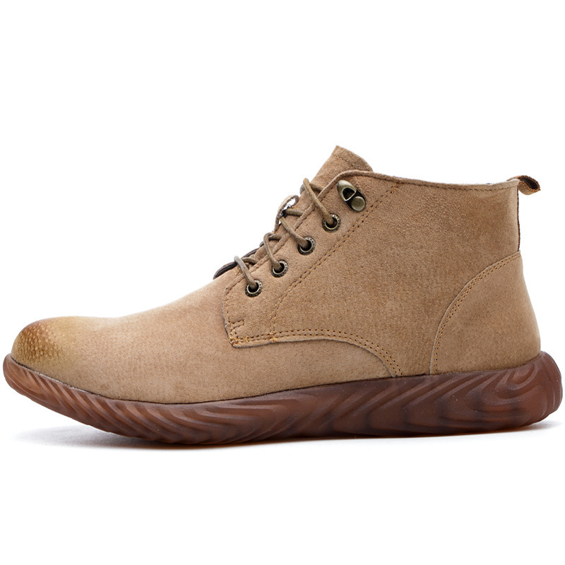 Genuine Leather Shoes Safety Work Boots Men Crazy Horse Steel Toe Boot Mens Fashion Desert Popular High Top Male