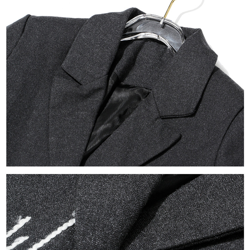 [EAM] Loose Fit Contrast Color Knitting Split Woolen Coat Parkas New Long Sleeve Women Fashion Tide Spring Autumn 2021 JZ248 201222