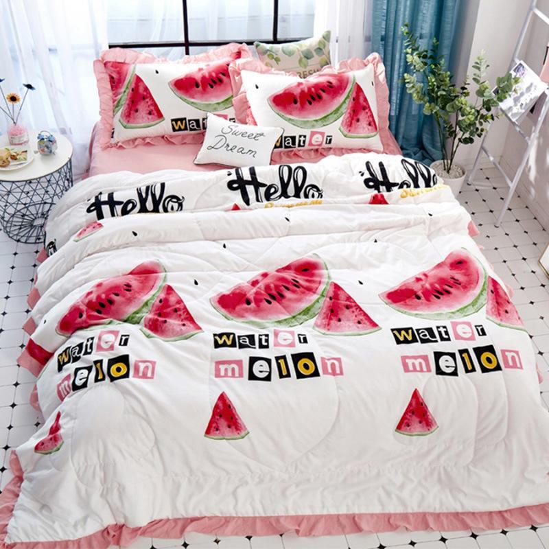 4 Pcs Summer Quilt Flat Bed Sheet Pillowcase Watermelon Pineapple Plant Flamingo Picture Air-Conditioning Cover
4 Pcs Summer Quilt Flat Bed Sheet Pillowcase Watermelon Pineapple Plant Flamingo Picture Air-Conditioning Cover