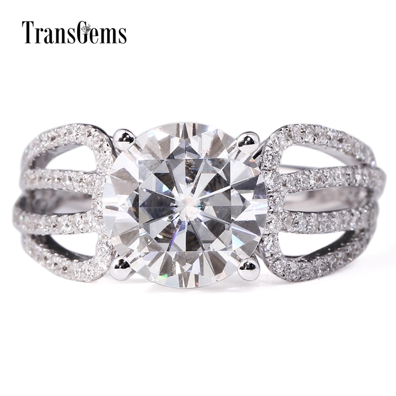 TransGems 3 Carat Lab Grown Moissanite Diamond Engagement Ring Lab Diamond Accents Solid 14K White Gold Women Wedding Band Y200620
TransGems 3 Carat Lab Grown Moissanite Diamond Engagement Ring Lab Diamond Accents Solid 14K White Gold Women Wedding Band Y200620