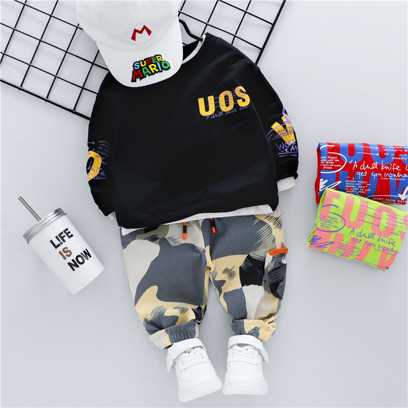 HYLKIDHUOSE Baby Girls Boys Clothing Sets 2020 Autumn T Shirt Camouflage Pants Inafnt Newborn Clothes Kids Children ClothesX1019