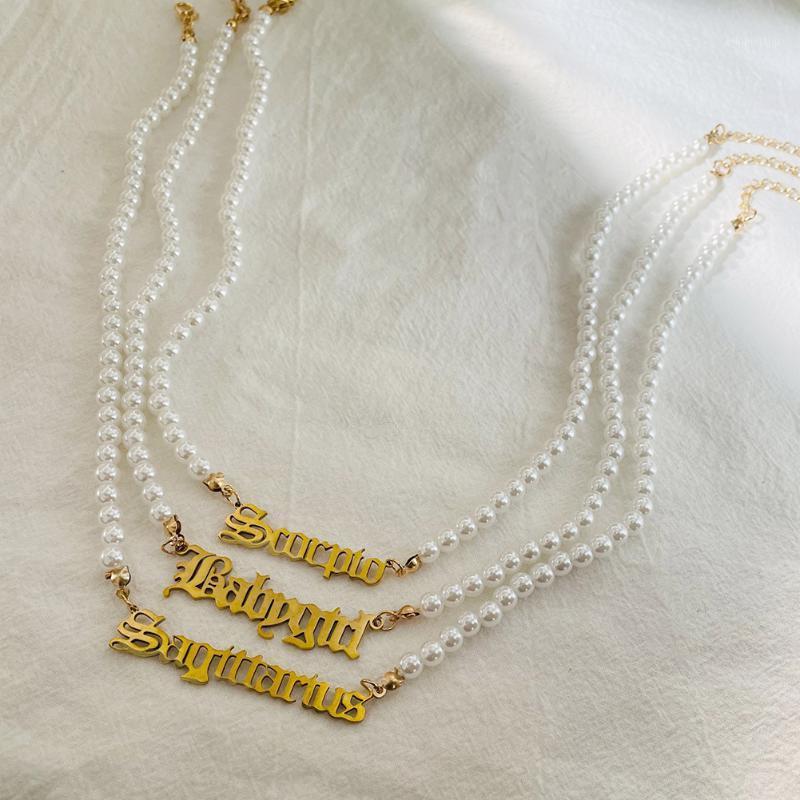 Chains Imitation Pearls 12 Constellation Choker Necklace For Women Heart Golden Old English Letter Collar Trendy Party Jewelry
Chains Imitation Pearls 12 Constellation Choker Necklace For Women Heart Golden Old English Letter Collar Trendy Party Jewelry