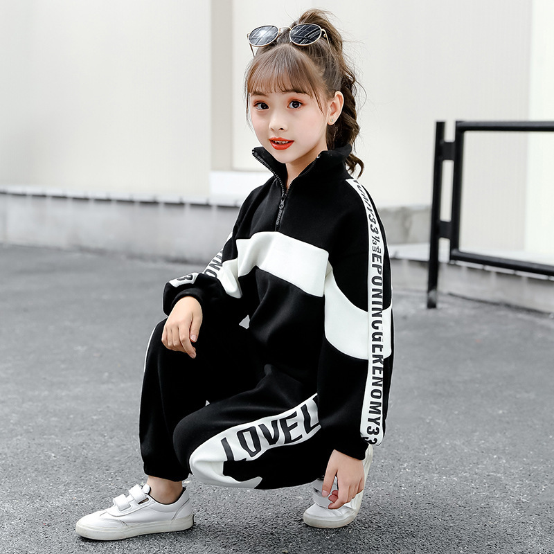 Girl Autumn Winter Sports Clothes Costume Outfit Suit Kids Tracksuit Clothing Set Kids Korean Sweater Tracks Teen Casual SportsX1019