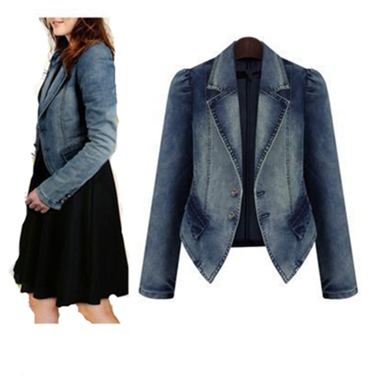 2019 Spring Women Denim Jacket Blue Basic Coats Casual Slim Long Sleeve Plus Size Fashion Short Jeans Jacket for Girl T200319