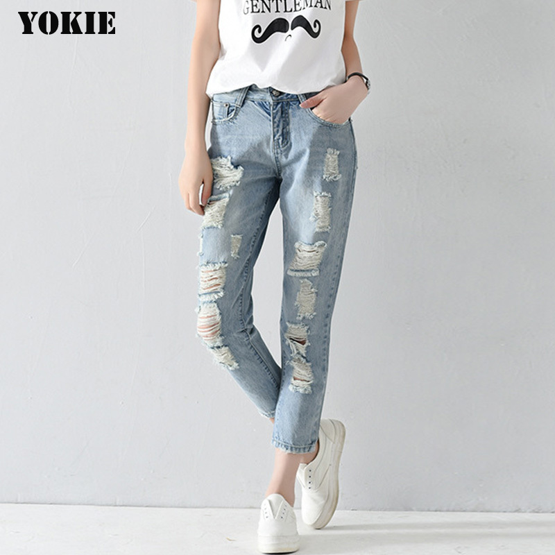 Plus size 25-32 Hole ripped jeans women harem pants loose ankle-length pants Boyfriends For woman Ladies skinny jeans 201029