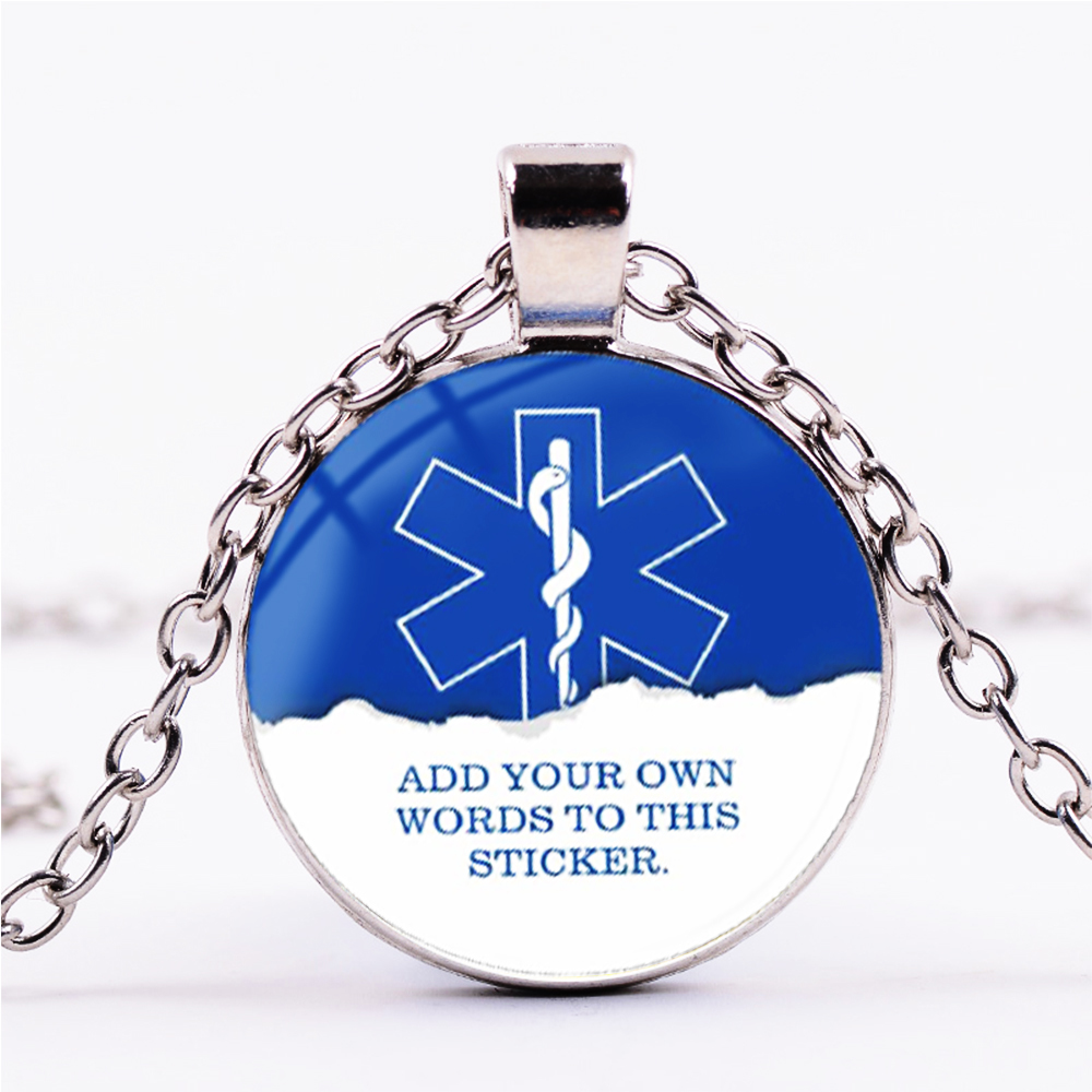 Diabetic Type Medical Alert Necklace Emergency Responder Patterns Glass Pendant Handmade Silver Color Chain for Men Women
Diabetic Type Medical Alert Necklace Emergency Responder Patterns Glass Pendant Handmade Silver Color Chain for Men Women