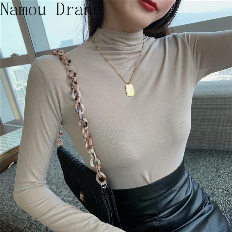 2020 new tops women Korean half high collar solid color slim slimming T-shirt with a bottoming shirt, Khaki
2020 new tops women Korean half high collar solid color slim slimming T-shirt with a bottoming shirt, Khaki