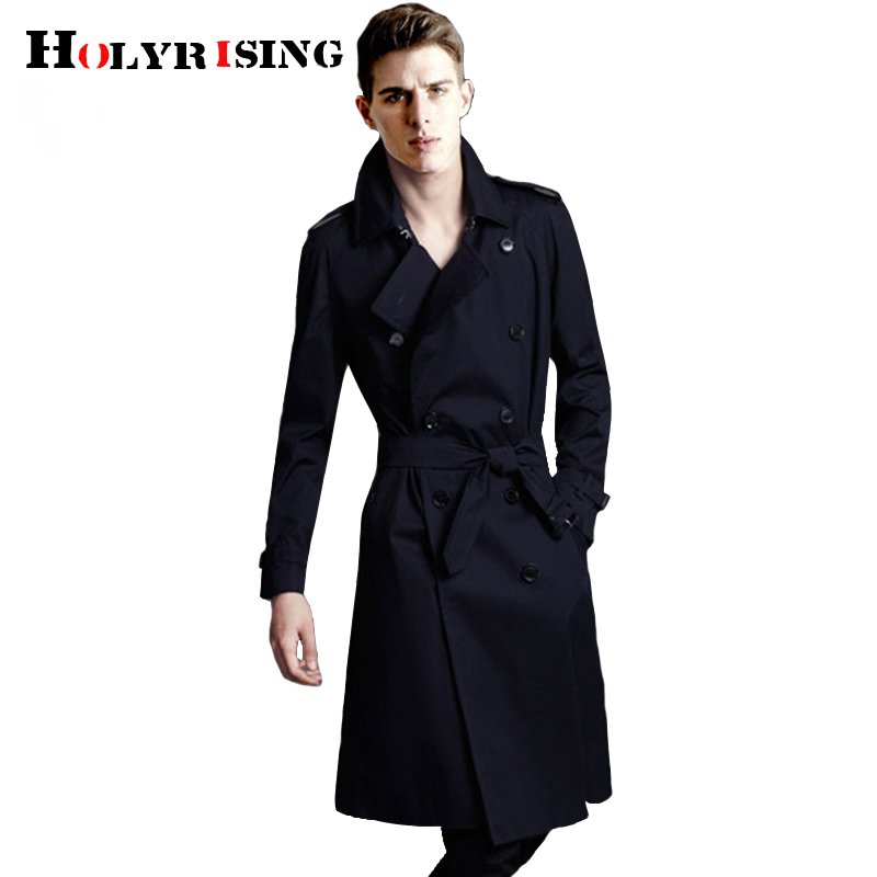 Holyester Men trench coat Business Men's windbreakers Solid Color Long Men Fashion Autumn Jackets S-5XL 18998 201128