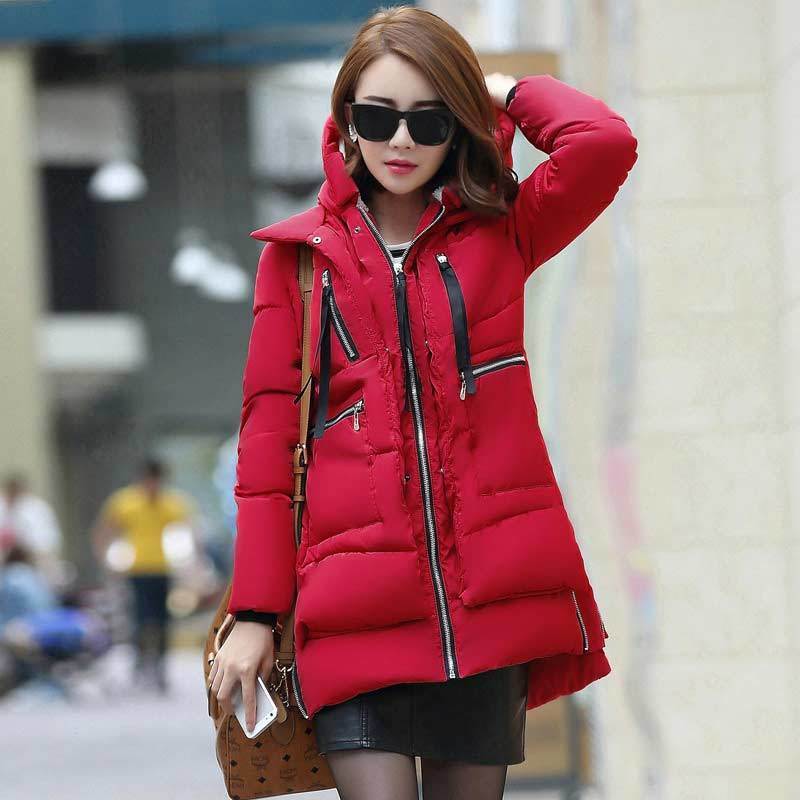 Parkas woman winter female coats fashion zipper solid long women winter jacket pockets polyester women down jacket 201126