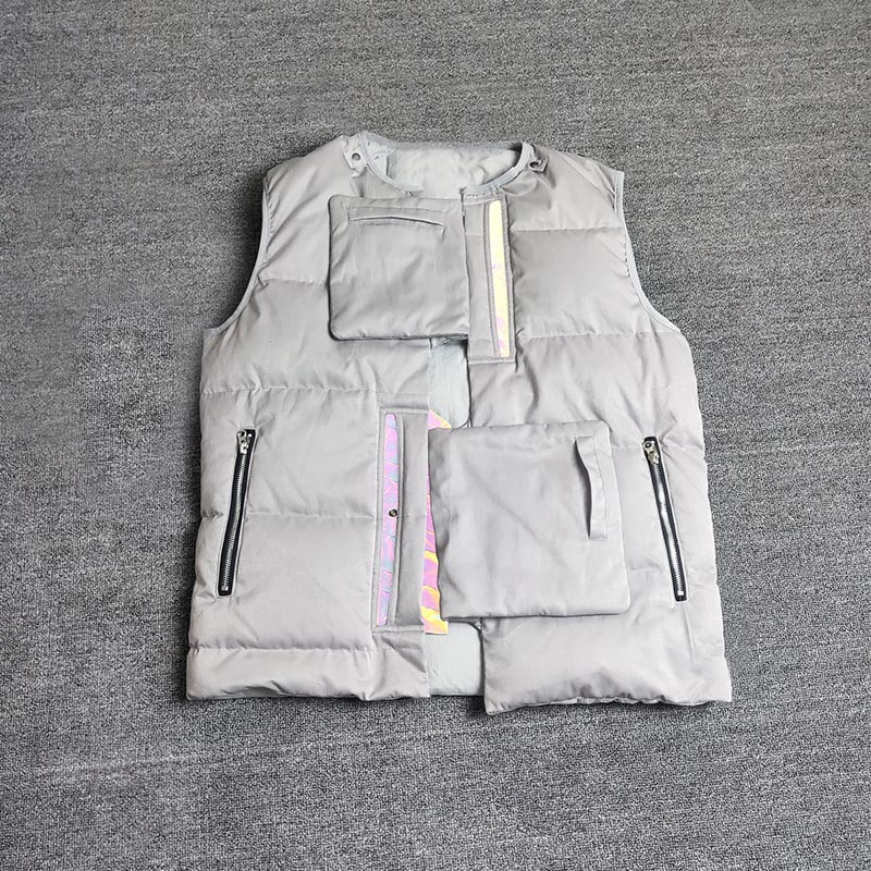 Thickened down vest in autumn and winter Fashion brand tight heater White Multi Pocket thermal outerwear