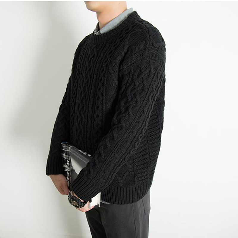 Fall Men's Pullover Sweater Casual Soft and Comfortable Pullover Sweater Thick Warm High Quality Dark Blue Men's Sweater 201203