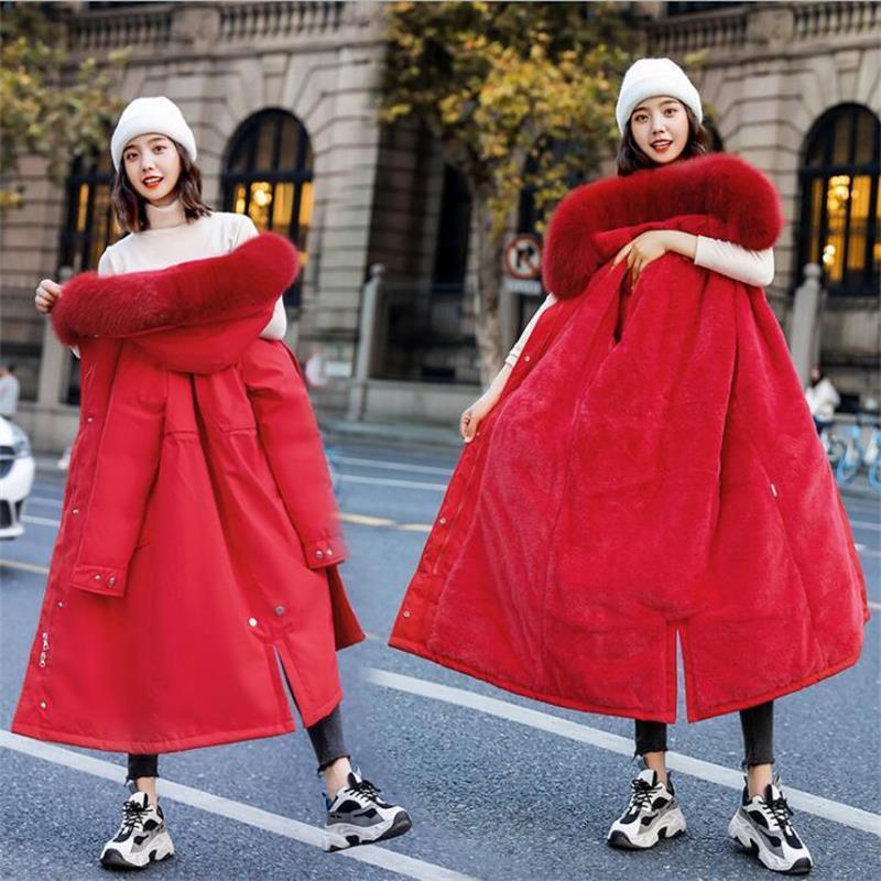 Winter Jacket Parkas 30 Degree Women's Winter Long Coats Hooded Fur Collar Thick Warm Winter Jackets Women 201019