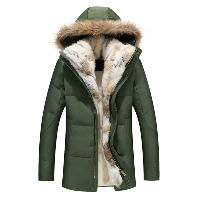 Thick Down Men Winter Jackets Mans Duck Down Coat Cashmere Wool Parka Mans Jacket Coats Rabbit Fur Hooded Parkas Outerwear New 201104