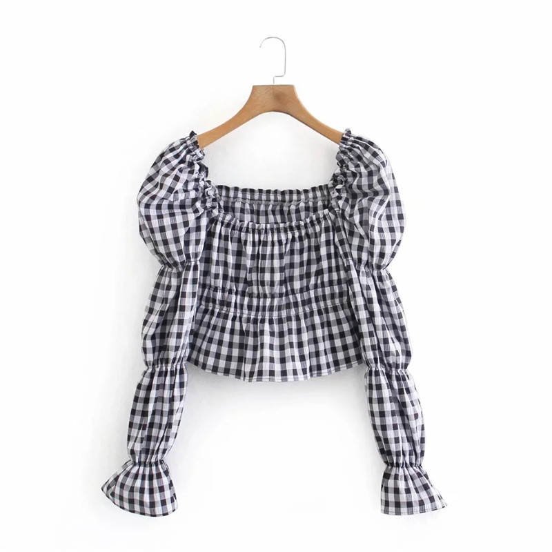 New Black White Plaid Crop Top Women Spring 2021 Square Neck Elastic Puff Long Sleeve Blouse Female Streetwear Ladies Tops Ad2f
New Black White Plaid Crop Top Women Spring 2021 Square Neck Elastic Puff Long Sleeve Blouse Female Streetwear Ladies Tops Ad2f