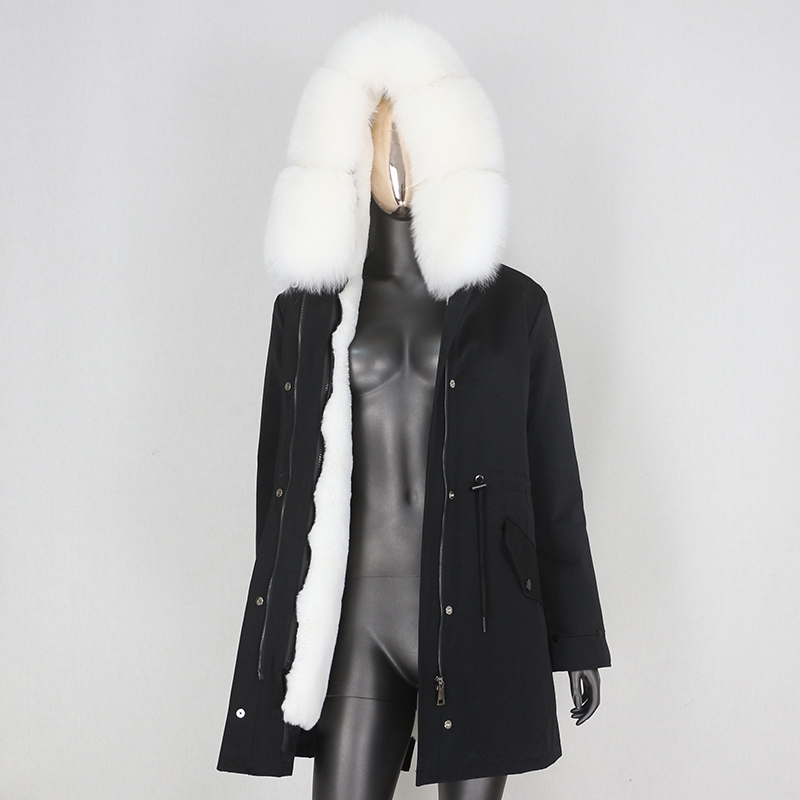 BLUENESSFAIR Waterproof Long Parka Winter Jacket Women Coat Real Natural Fox Raccoon Fur Hood Outerwear Streetwear Fashion 201019