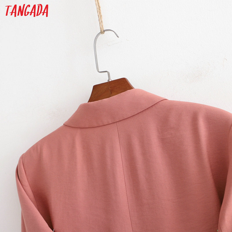 Tangada women vintage solid blazer fashion female long sleeve elegant jacket ladies work wear suits 1D205 201114