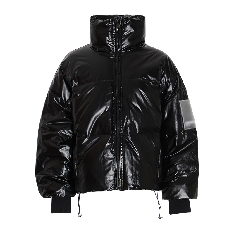 TWOTWINSTYLE Fashion Winter Cotton Coat Women Stand Collar Lantern Long Sleeve Zipper Warm Thick Female Parkas with suspender 201017