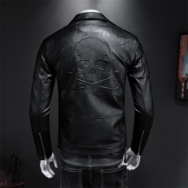 2019 new men's motorcycle jacket, boomer men slim lapels leather jacket skull punk style high quality C1103, Black
2019 new men's motorcycle jacket, boomer men slim lapels leather jacket skull punk style high quality C1103, Black