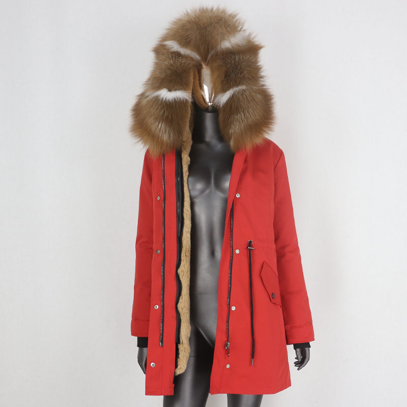 BLUENESSFAIR Waterproof Long Parka Winter Jacket Women Coat Real Natural Fox Raccoon Fur Hood Outerwear Streetwear Fashion 201019