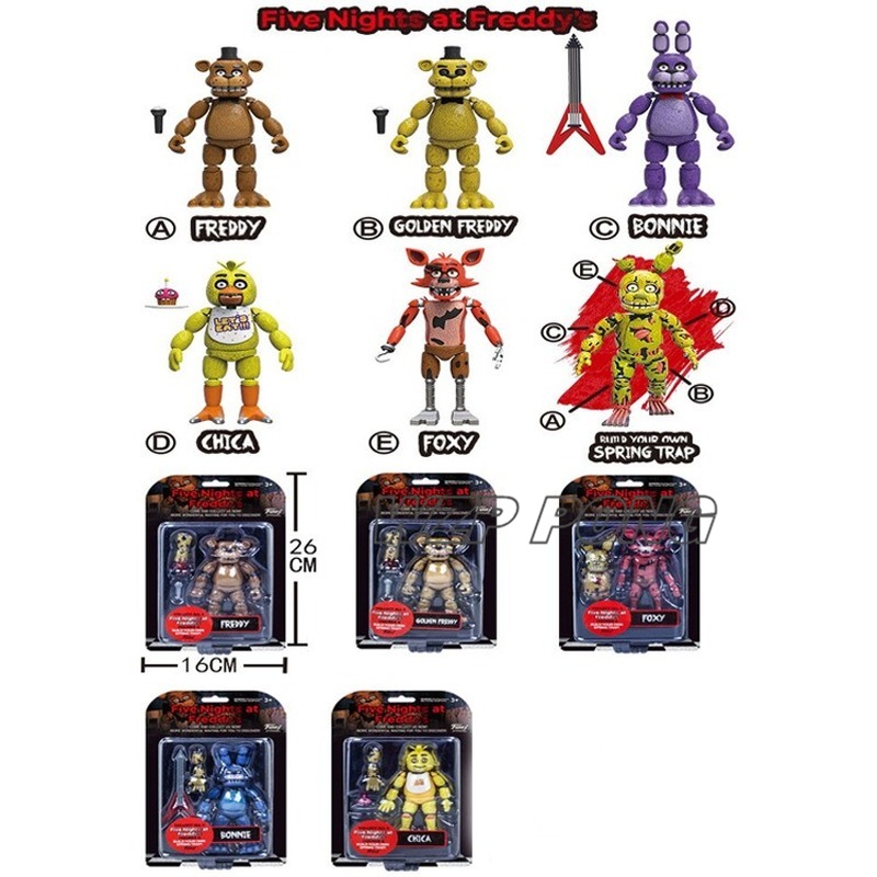 FNAF Five Nights At Freddy's Movable Joints Action Figure Toys Foxy Freddy Chica PVC Model Dolls Kids 5 Pcs/set
FNAF Five Nights At Freddy's Movable Joints Action Figure Toys Foxy Freddy Chica PVC Model Dolls Kids 5 Pcs/set