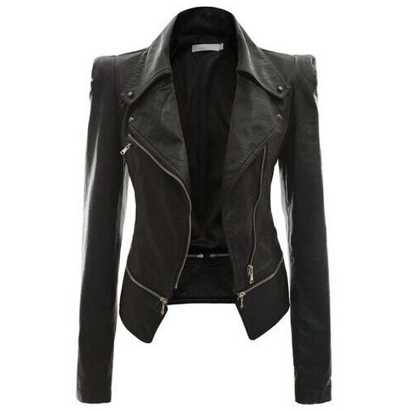 Autumn Black Leather Jacket Women Solid Plus Size Jackets Fashion Motorcycle Overcoats Female Causal Women Jacket Autumn 201029