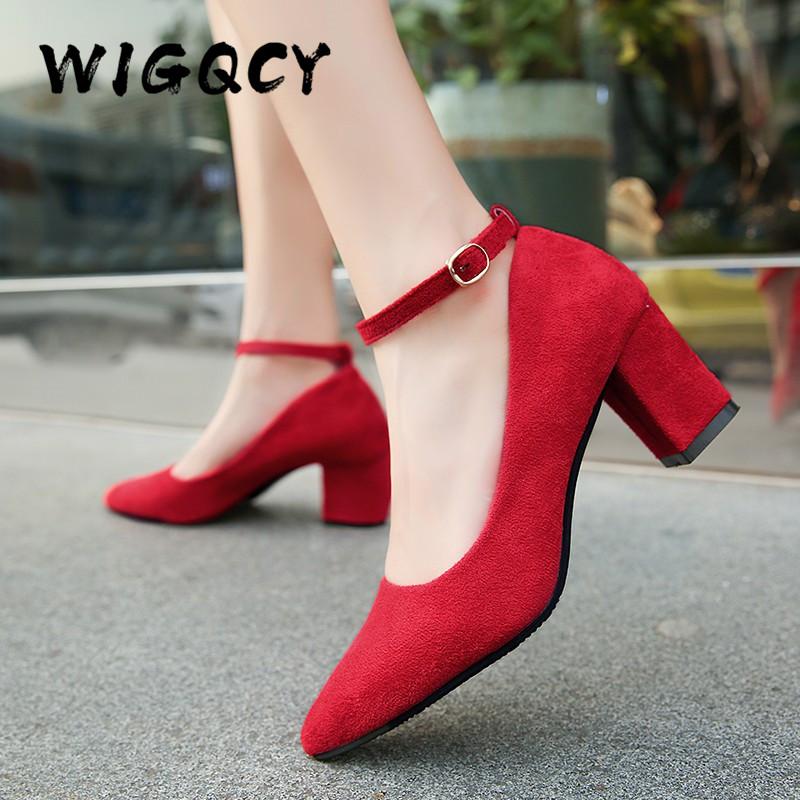 Sexy Pumps Women New Spring Autumn Shoes Buckle Strap High Heels Shoes Fashion Pointed Wedding Party Square Heel Shallow String, Red
Sexy Pumps Women New Spring Autumn Shoes Buckle Strap High Heels Shoes Fashion Pointed Wedding Party Square Heel Shallow String, Red