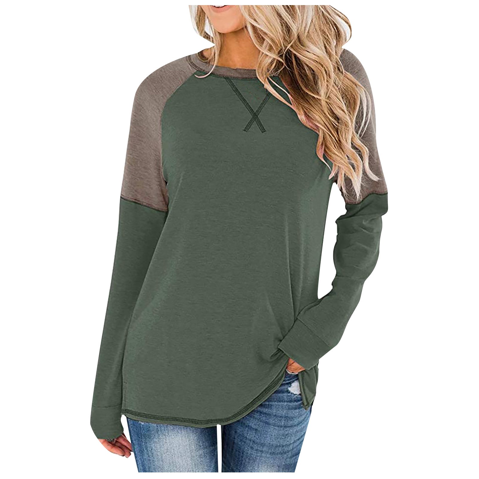 Women' Autumn Top Women Long Sleeve Fashion Long Sleeve Stitching Round Neck Pullover Loose Solid Casual T-shirt Loose Pullover, Kg-5
Women' Autumn Top Women Long Sleeve Fashion Long Sleeve Stitching Round Neck Pullover Loose Solid Casual T-shirt Loose Pullover, Kg-5