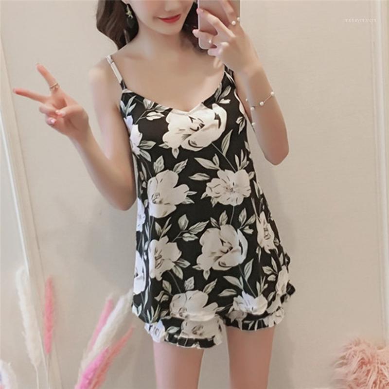 lingerie set Lady Summer Pajamas Set Women Sexy Sleeveless Floral Camisole Suit Two-piece suit with printed sling #4A271, Black
lingerie set Lady Summer Pajamas Set Women Sexy Sleeveless Floral Camisole Suit Two-piece suit with printed sling #4A271, Black