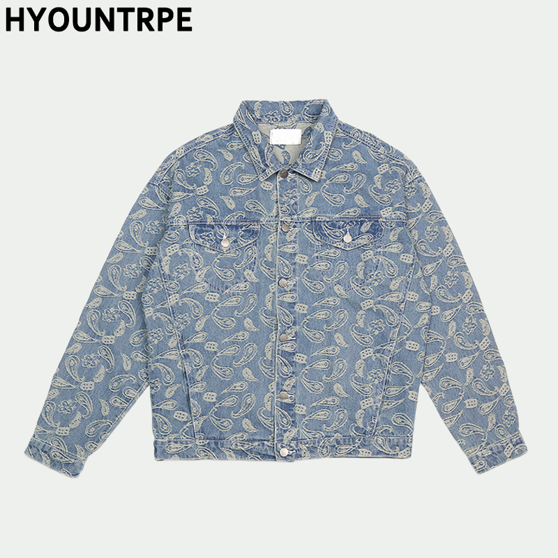 Mens Embroidery Denim Jackets Fashion Turn Down Collar Long Sleeve Jean Outerwear New Spring Casual Streetwear Jeans Jackets 201116