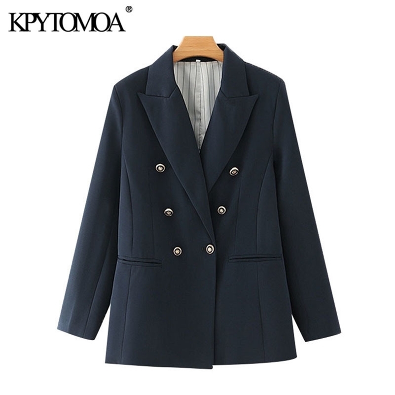 KPYTOMOA Women Fashion Office Wear Double Breasted Blazers Coat Vintage Long Sleeve Pockets Female Outerwear Chic Tops 201114, As picture
KPYTOMOA Women Fashion Office Wear Double Breasted Blazers Coat Vintage Long Sleeve Pockets Female Outerwear Chic Tops 201114, As picture