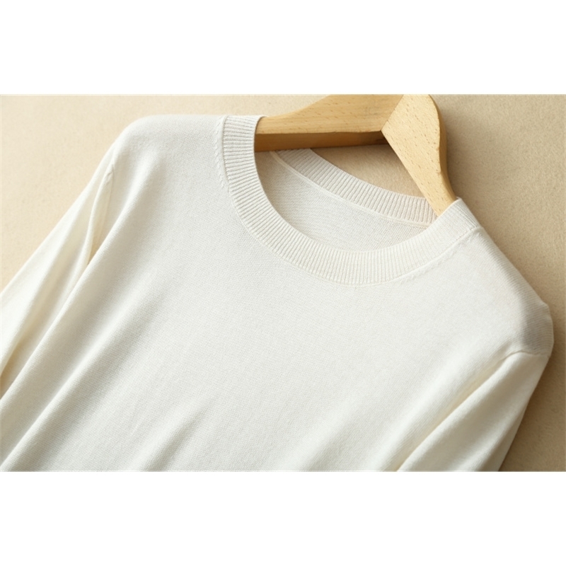 Women's 85 Silk 15 Cashmere Round Neck everyday Long Sleeve Pullover Sweater Top Shirt JN5411 201017