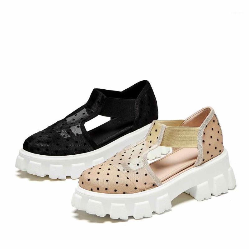 YD-EVER 2020 new cow leather air mesh round toe high heels polka dot Korean girls style sweet waterproof summer sandals L12-a1, Black
YD-EVER 2020 new cow leather air mesh round toe high heels polka dot Korean girls style sweet waterproof summer sandals L12-a1, Black