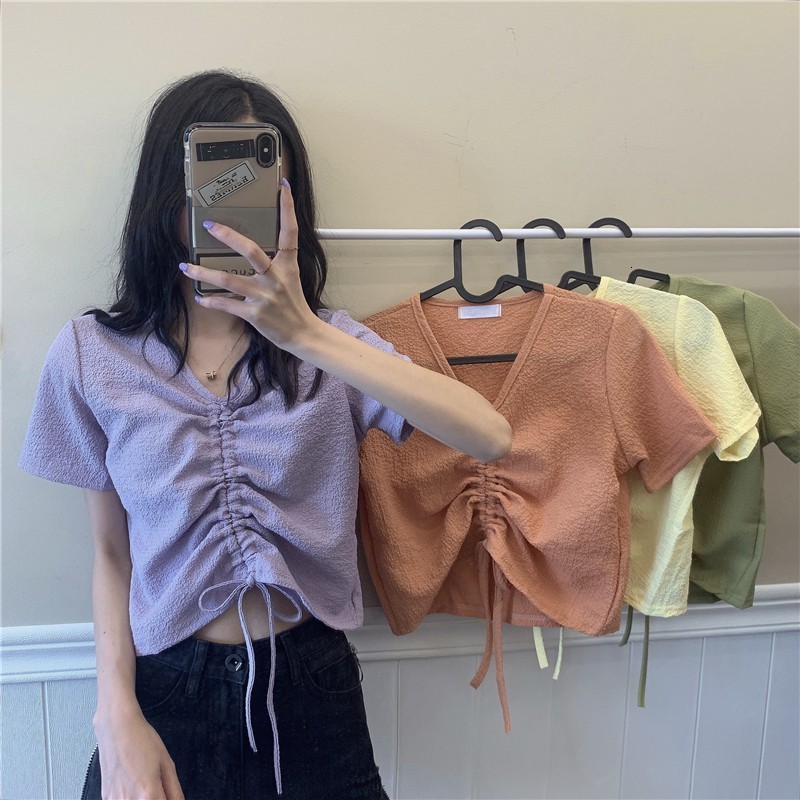 2021 New 4 colours will see tops Korean style soild color v neck lace up to t-shirts of women women's shirt femme (l9025) 8O0B, Yellow.
2021 New 4 colours will see tops Korean style soild color v neck lace up to t-shirts of women women's shirt femme (l9025) 8O0B, Yellow.