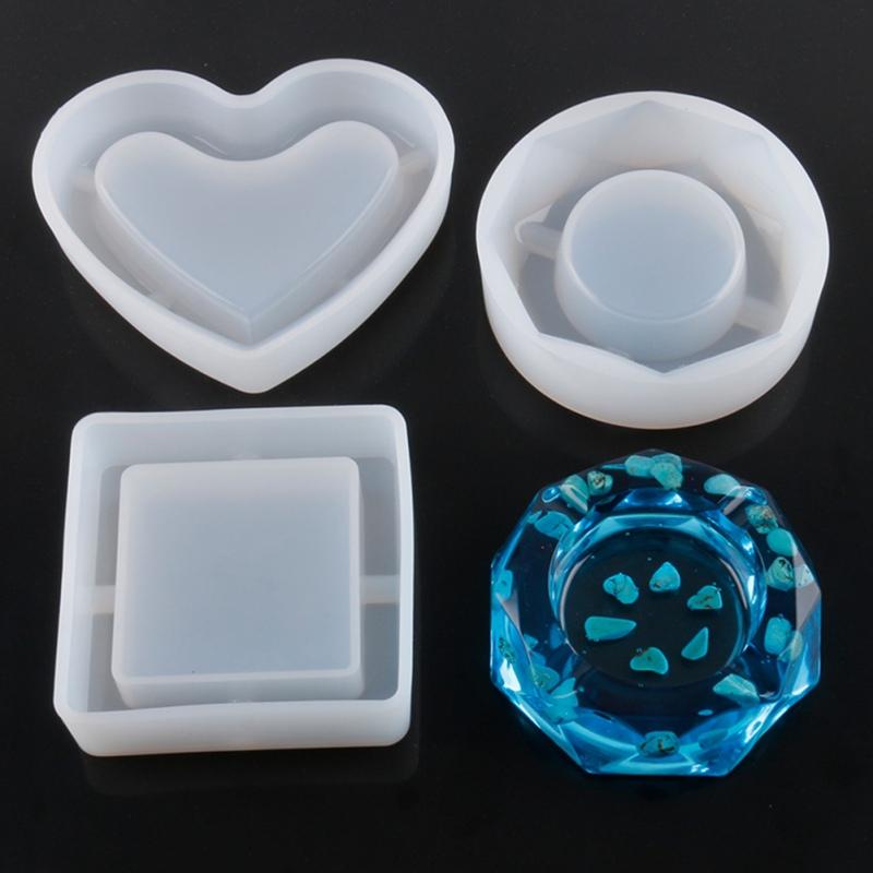 

Mirror Ashtray Silicone Mold Crystal Epoxy UV Resin Plastic Manual Flower Container Glossy Polished DIY crystal epoxy molds