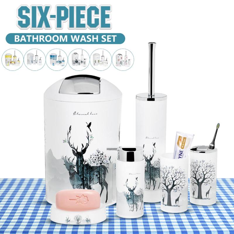 6Pcs Bathroom Accessory Set Toothbrush Holder Toilet Brush Soap Box Trash Bucket Emulsion Bottle Toilet Shower Storage 6 Styles
6Pcs Bathroom Accessory Set Toothbrush Holder Toilet Brush Soap Box Trash Bucket Emulsion Bottle Toilet Shower Storage 6 Styles