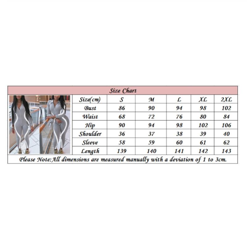 New Fashion Women Clubwear Playsuit Long Sleeve Bodycon Party Jumpsuit Women V-neck Reflective Stripe Clothes Romper Trouser T200509