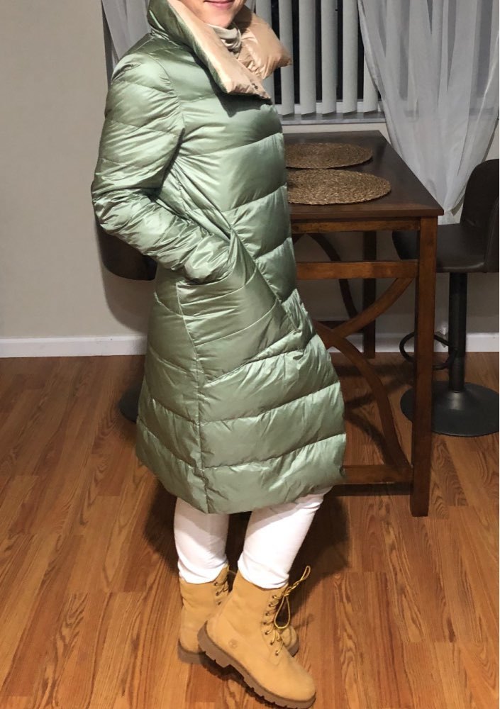 Luzuzi Women Double Sided Down Long Jacket Winter Turtleneck White Duck Down Coat Double Breasted Warm Parkas Female Outerwear 201119