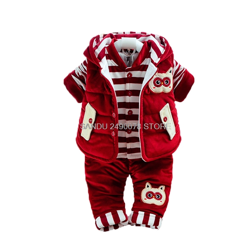 Winter Newborn Baby Boy&Girl Clothing Set for Infant Kids Flannel Cotton Padded Clothes 3pcs Children Warm Outerwear Suits Y1105