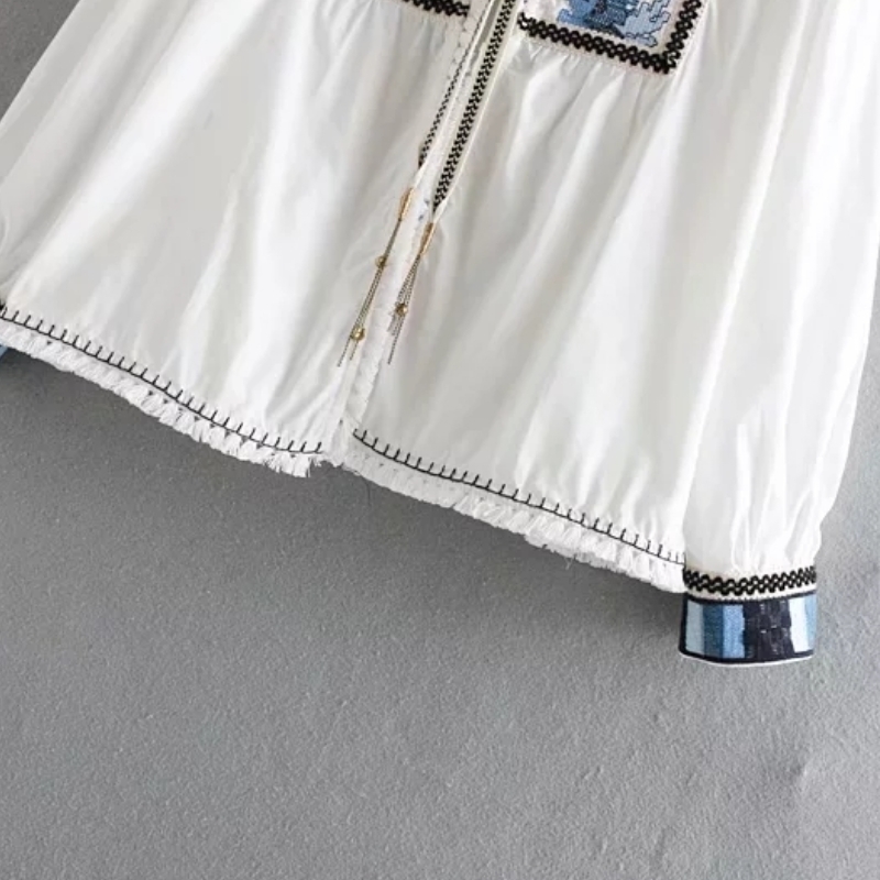 Women Embroidery Stitching Tassels Decoration Jacket Leisure Long Sleeve Coat Loose tops fashion Streetwear Outerwear T200319