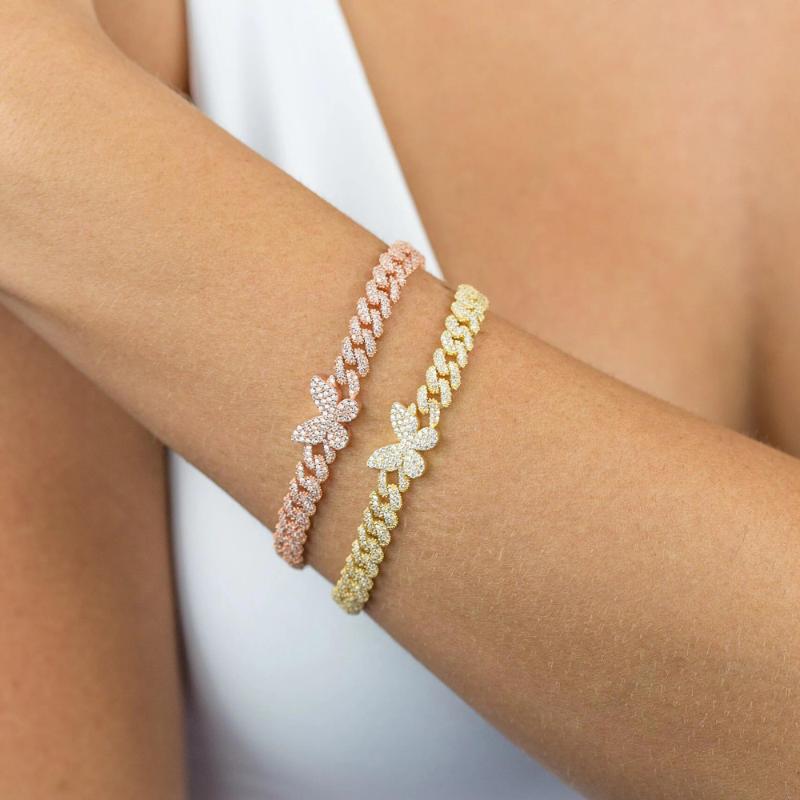 Charm Bracelets Arrived High Quality Cz Cuban Chain Iced Out Bling Fashion Women Gold Silver Color Butterfly Bracelet Jewelry
Charm Bracelets Arrived High Quality Cz Cuban Chain Iced Out Bling Fashion Women Gold Silver Color Butterfly Bracelet Jewelry