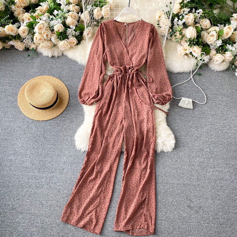 2021 New Female boho floral retro neck puff elastic waistband fall impression long overalls STV4, White
2021 New Female boho floral retro neck puff elastic waistband fall impression long overalls STV4, White