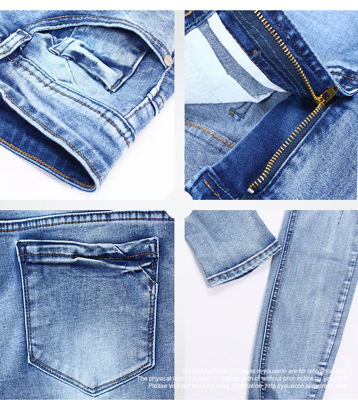 2096 Youaxon Classic Distressed Jeans Women Mid Waist Stretchy Ripped True Denim Pants Skinny Pencil Jeans Woman 201105